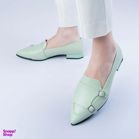 کفش روزمره زنانه چرم کاکتوس ws1038 مدل رنگ پسته ای