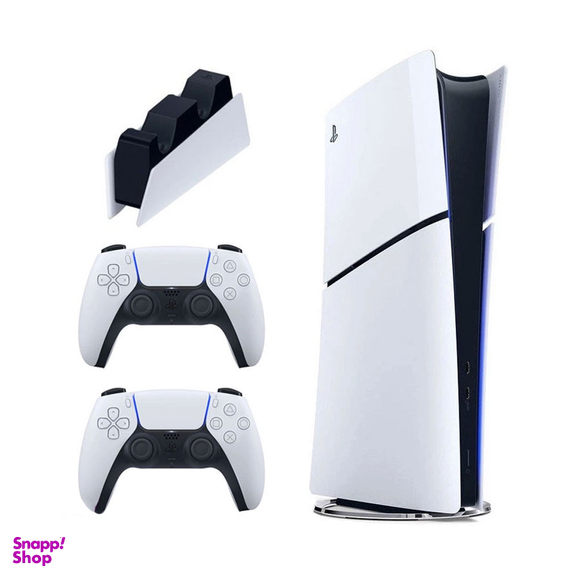 کنسول بازی سونی مدل PlayStation 5 Slim Digital Edition ظرفیت 1 ترابایت ریجن 2016B اروپا به همراه دسته اضافی و پایه شارژر