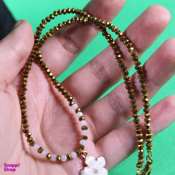 گردنبند زنانه طرح گل مدل دست ساز منجوقی کد 03