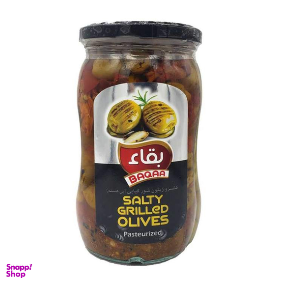 کنسرو زیتون شور کبابی بی هسته بقاء وزن 390 گرم