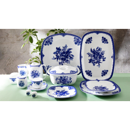 سرویس چینی غذاخوری 27 پارچه چینی زرین ایران مدل کواترو طرح فلورانس درجه عالی