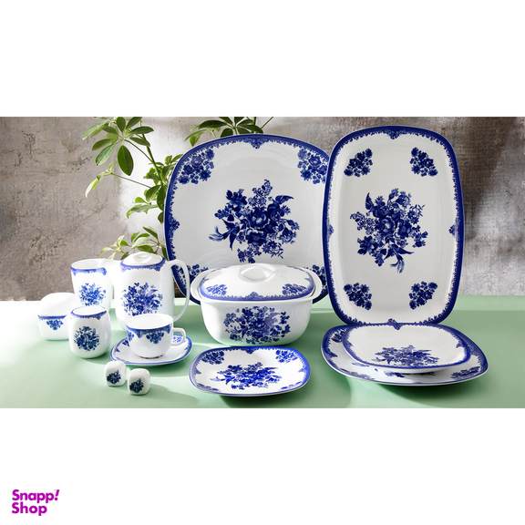 سرویس چینی غذاخوری 27 پارچه چینی زرین ایران مدل کواترو طرح فلورانس درجه عالی