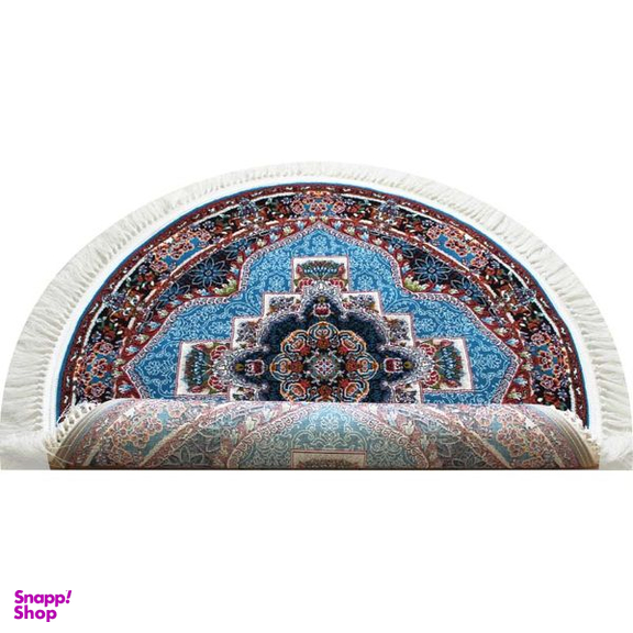 فرش ماشینی مدل گرد طرح ناردون زمینه آبی