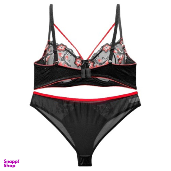 ست شورت و سوتین زنانه نوشه پوش مدل توری کد 88811