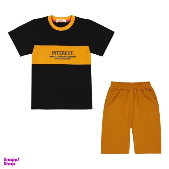 ست تیشرت و شلوارک پسرانه مادر مدل هری کد AM-MA-Harry رنگ خردلی