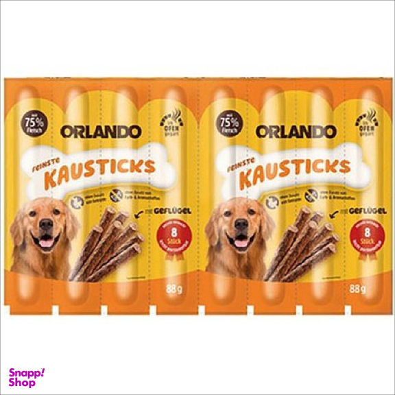 تشویقی مدادی سگ اورلاندو با طعم مرغ مدل Orlando Stick Poultry بسته 8 عددی
