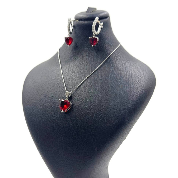 نیم ست نقره زنانه گیرا مدل قلب کد G990