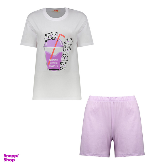 ست تیشرت و شلوارک زنانه مادر مدل Pindo رنگ یاسی