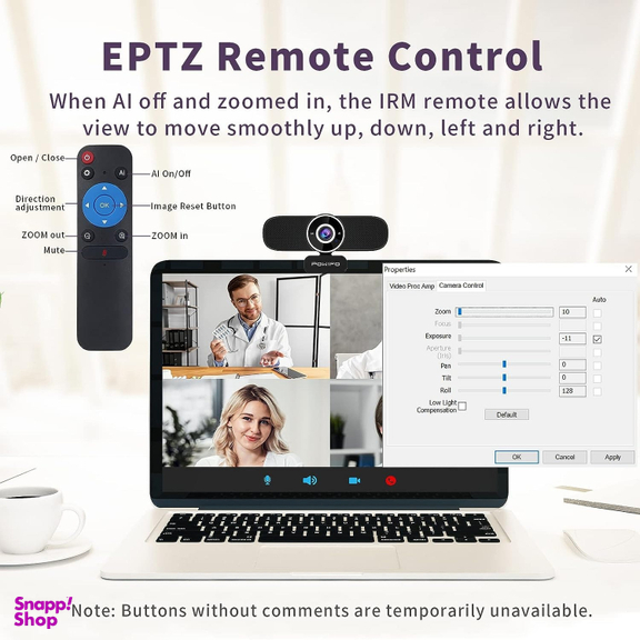 وب کم پاویفو مدل 4K AI Auto-Framing With Remote Control
