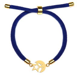 دستبند طلا 18 عیار دخترانه مدل ماه و ستاره