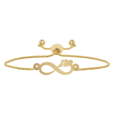 دستبند طلا 18 عیار زنانه شمیم گلد گالری مدل بی نهایت قلب و حرف A کد D42-22