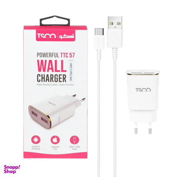شارژر دیواری تسکو مدل TTC 57 به همراه کابل USB-Type C