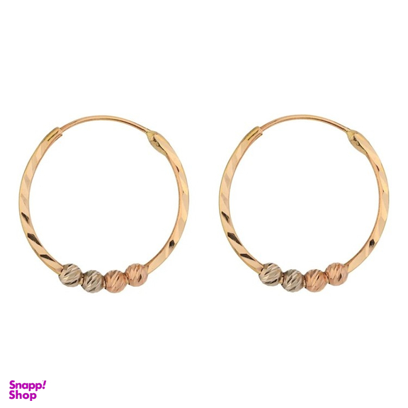 گوشواره طلا 18 عیار زنانه حلقه ای چهار گوی کد 44509