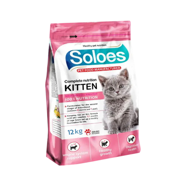 غذای خشک بچه گربه سولواس مدل مرغ و برنج وزن 12 کیلوگرم