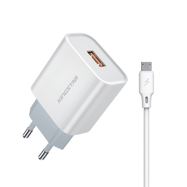 شارژر دیواری 18 وات کینگ استار مدل KW141A همراه کابل MicroUSB