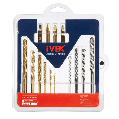 سرپیچ گوشتی و مته ایوک کد K-1010 مجموعه 14 عددی