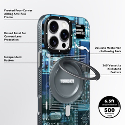 کاور گوشی موبایل یانگ کیت مدل Cyberpunk 360 Spin Magnetic Stand Case مناسب برای اپل iPhone 16 Pro Max