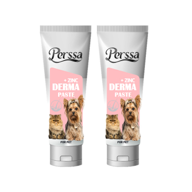خمیر تقویت پوست و مو سگ و گربه پرسا مدل Derma Paste وزن 100 گرم بسته 2 عددی
