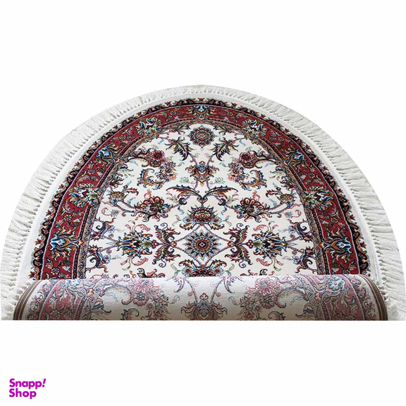 فرش ماشینی مدل بیضی طرح صبا رنگ کرم