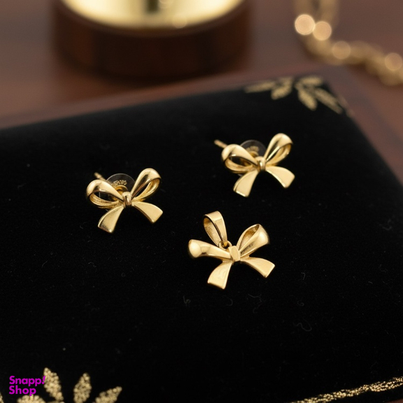 نیم ست طلا 18 عیار زنانه مدل پاپیون