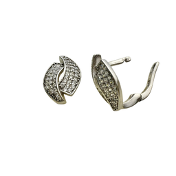 گوشواره نقره 925 عیار زنانه طرح برگ نگینی کد EAR 001216
