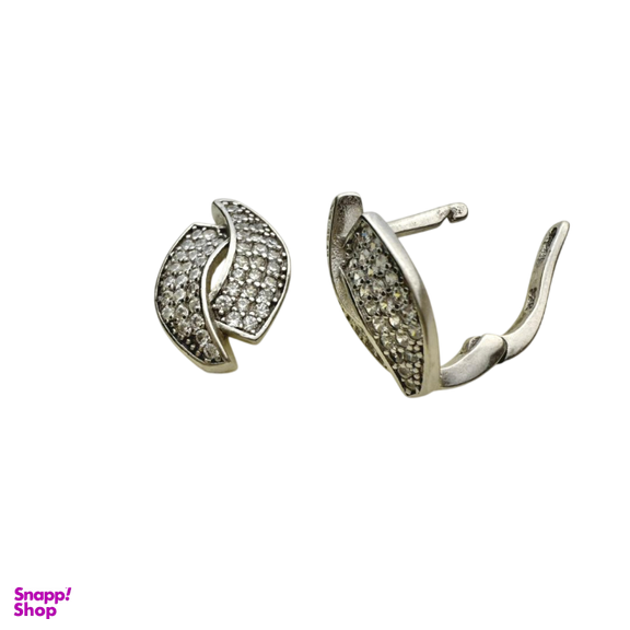 گوشواره نقره 925 عیار زنانه طرح برگ نگینی کد EAR 001216