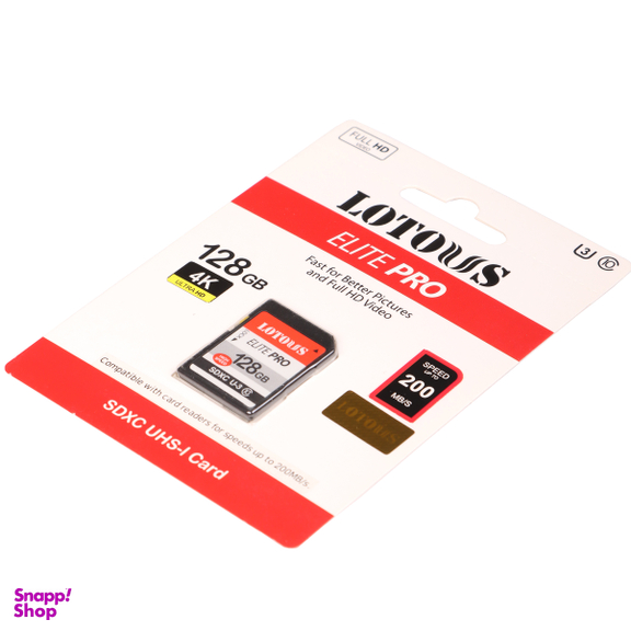 کارت حافظه SDXC لوتوس مدل Elite Pro کلاس 10 استاندارد UHS-I U3 سرعت 200mbps ظرفیت 128 گیگابایت