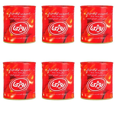 کنسرو رب گوجه فرنگی روژین وزن 800 گرم بسته 6 عددی