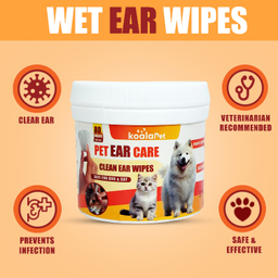 دستمال مرطوب گوش سگ و گربه کوالاپت مدل Ear wipes01 بسته 80 عددی