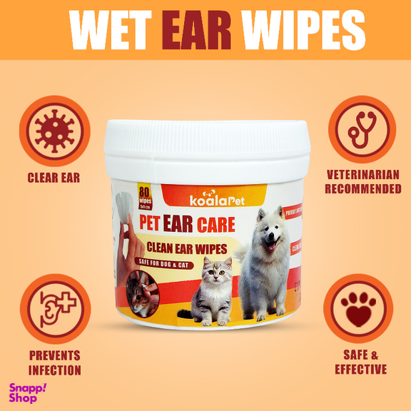 دستمال مرطوب گوش سگ و گربه کوالاپت مدل Ear wipes01 بسته 80 عددی