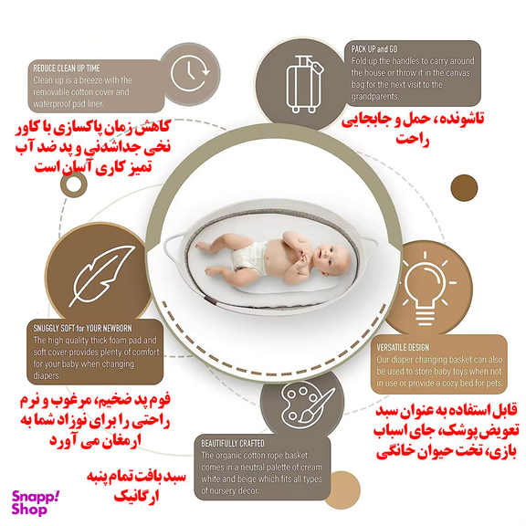 تشک تعویض نوزاد آبسکای کد 888