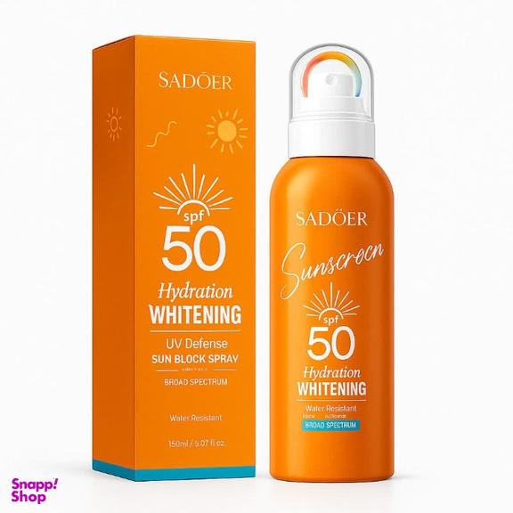 اسپری ضد آفتاب و سفید کننده سادور مدل spf50 حجم 150 میلی لیتر