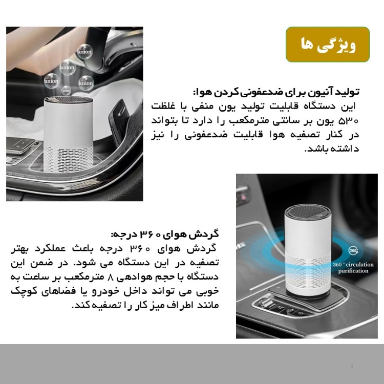 دستگاه تصفیه کننده هوا خودرویی مدل Air