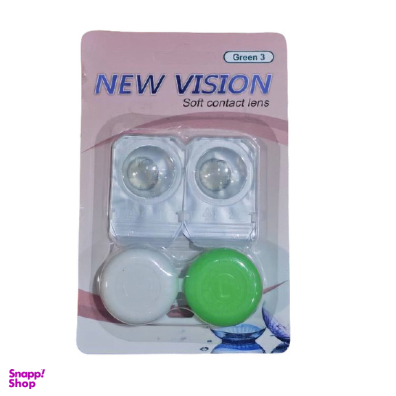 لنز چشم روزانه نیوویژن رنگ سبز دور مشکی وسط عسلی شماره 108 به همراه جالنزی