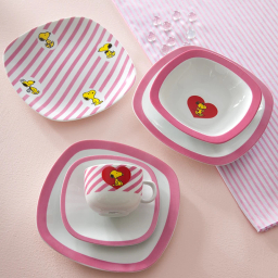 سرویس غذا خوری 5 پارچه کودک چینی زرین ایران سری کواترو مدل اسنوپی درجه عالی