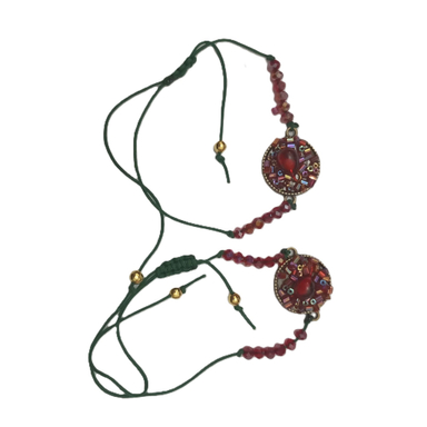 دستبند دخترانه طرح دانه انار یلدایی کد 31304 بسته ۲ عددی