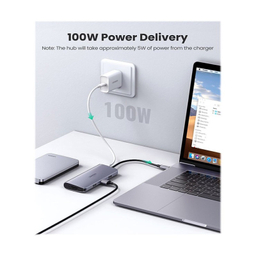 هاب 3 پورت Type C به 3.0 USB با یک پورت HDMI و VGA و LAN و درگاه کارت حافظه و قابلیت PD یوگرین مدل CM179