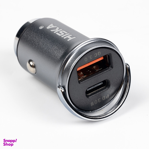 شارژر فندکی هیسکا مدل HCC-306 به همراه کابل تبدیل  USB-C