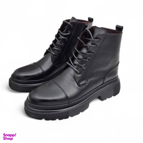 نیم بوت طبی مردانه چرم ریباری مدل Z27 رنگ مشکی