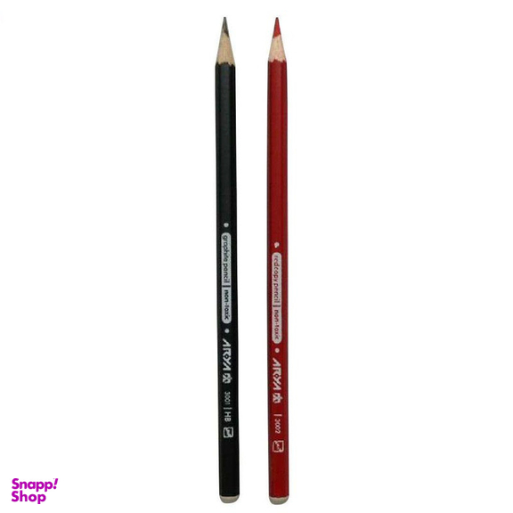 مداد آریا مدل مدرسه به همراه پاک کن و تراش مجموعه 4 عددی