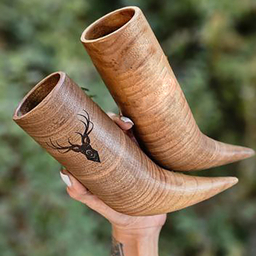 لیوان چوبی لیمو کمپ مدل شاخ وایکینگی طرح گوزن