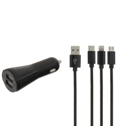 شارژر فندکی کملیون مدل DD823A+CDC016 به همراه کابل تبدیل Type-C/MicroUSB/Lightning