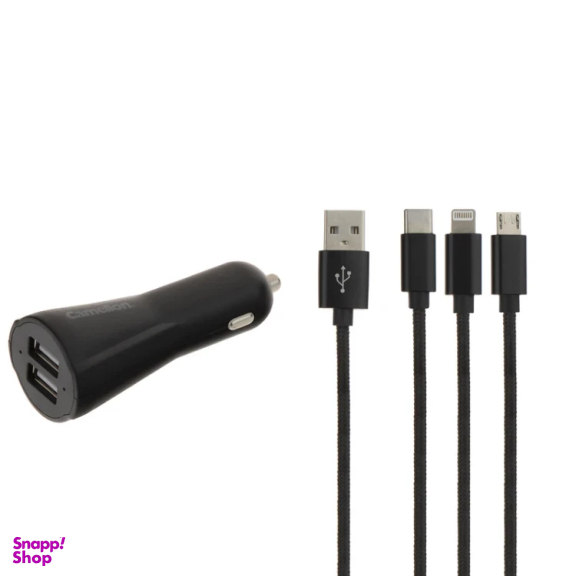 شارژر فندکی کملیون مدل DD823A+CDC016 به همراه کابل تبدیل Type-C/MicroUSB/Lightning