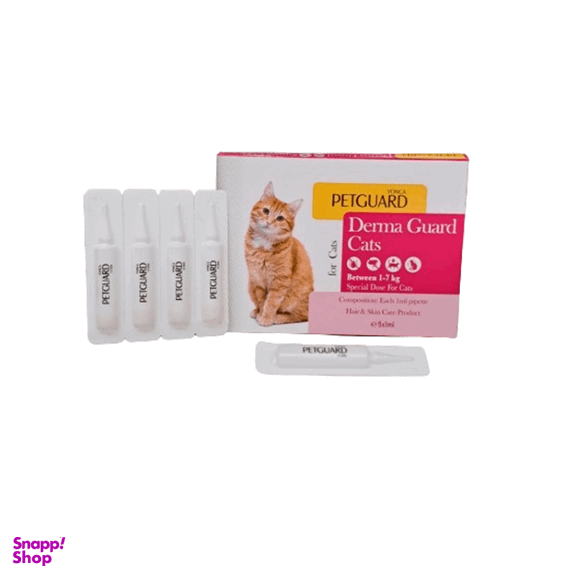 قطره ضد کک و کنه گربه پت گارد مدل Derma Guard Cats بسته 5 عددی