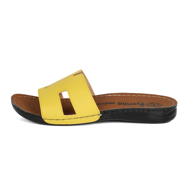 دمپایی زنانه سارینا مدل هرمس رنگ لیمویی