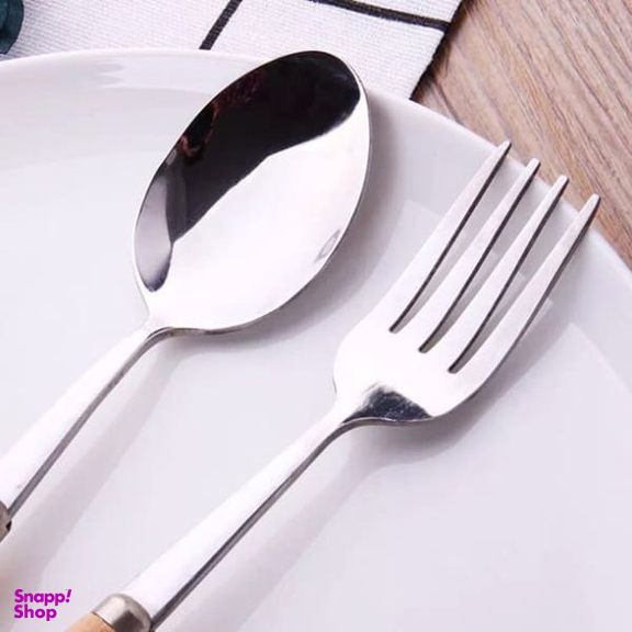 سرویس قاشق و چنگال 12 پارچه مدل چوب و استیل