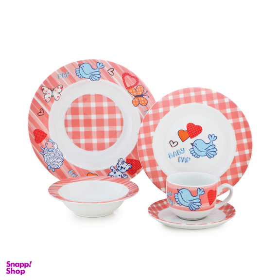 سرویس غذا خوری 5 پارچه کودک چینی زرین ایران مدل ایتالیا اف بیبی پپ درجه عالی