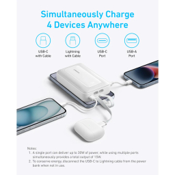 پاوربانک انکر مدل A1681 ظرفیت 20000 میلی آمپر ساعت به همراه کابل لایتنیگ و USB Type-C