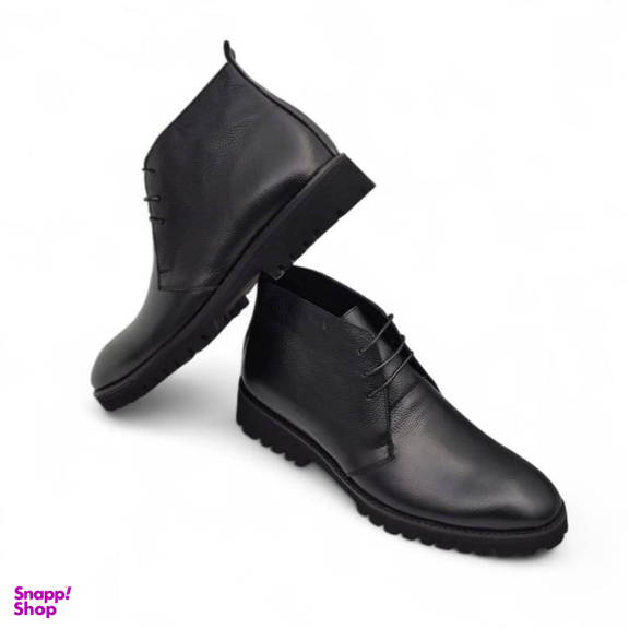 نیم بوت طبی مردانه چرم ریباری مدل Z26 رنگ مشکی