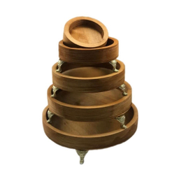 سینی چوبی مدل پایه دار طرح گرد مجموعه 5 عددی